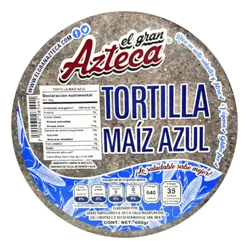 Tortilla Maíz Azul 400 g.