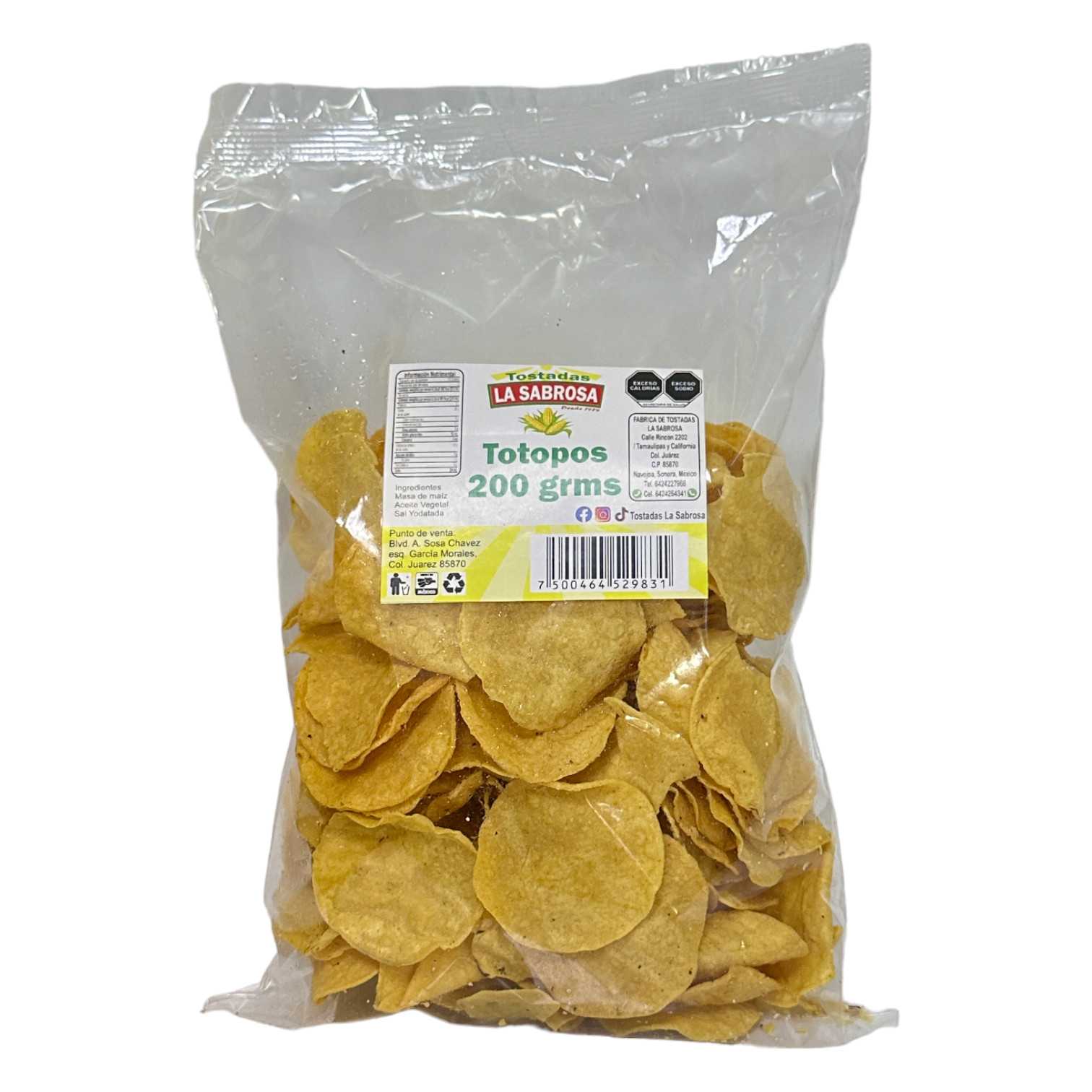 Totopos 𝚃𝚘𝚜𝚝𝚊𝚍𝚊𝚜 𝙻𝚊 𝚂𝚊𝚋𝚛𝚘𝚜𝚊 200 gr