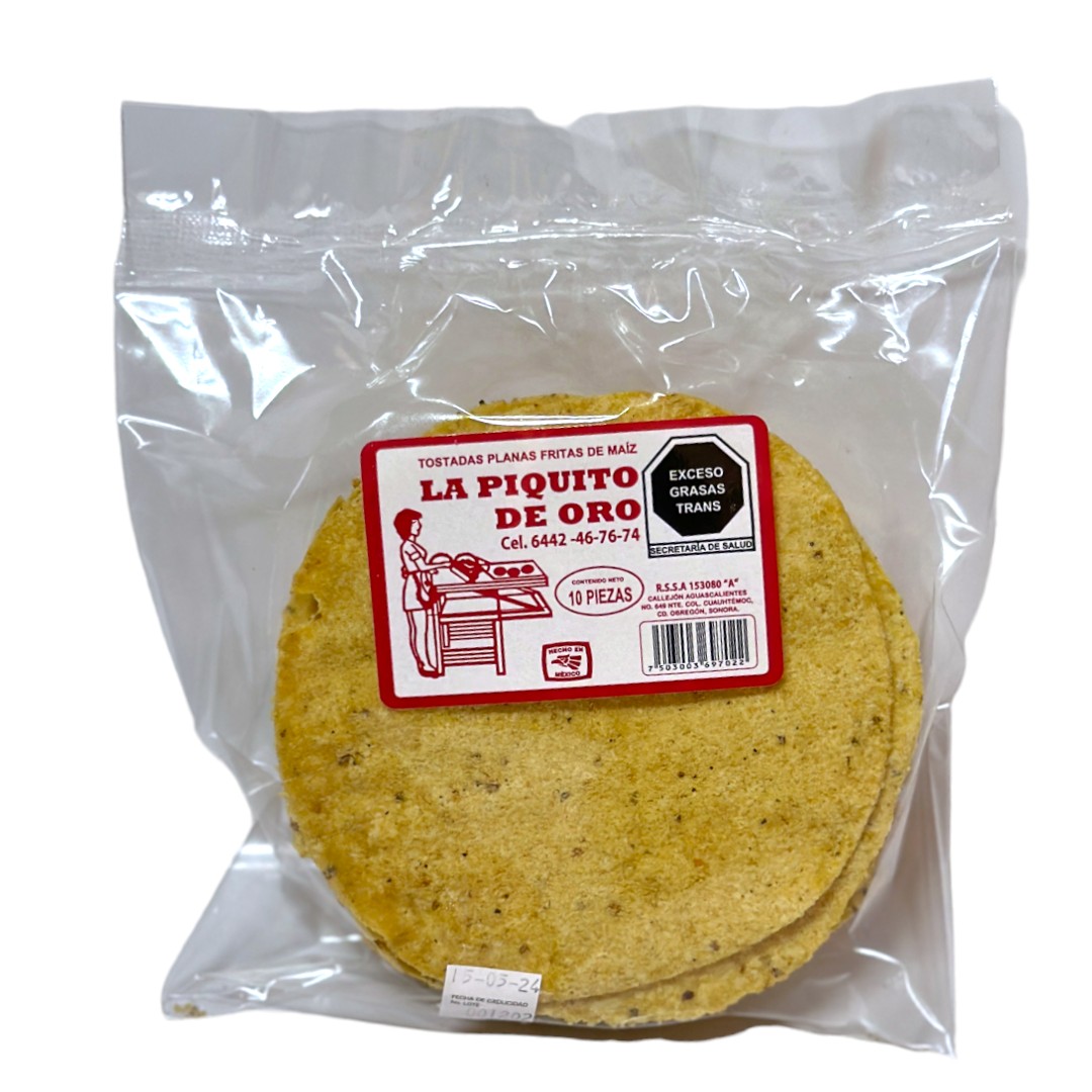 Tostadas Planas fritas de Maíz