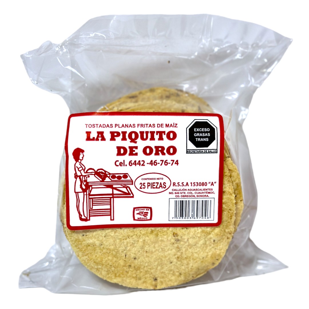 Tostadas Planas fritas de Maíz