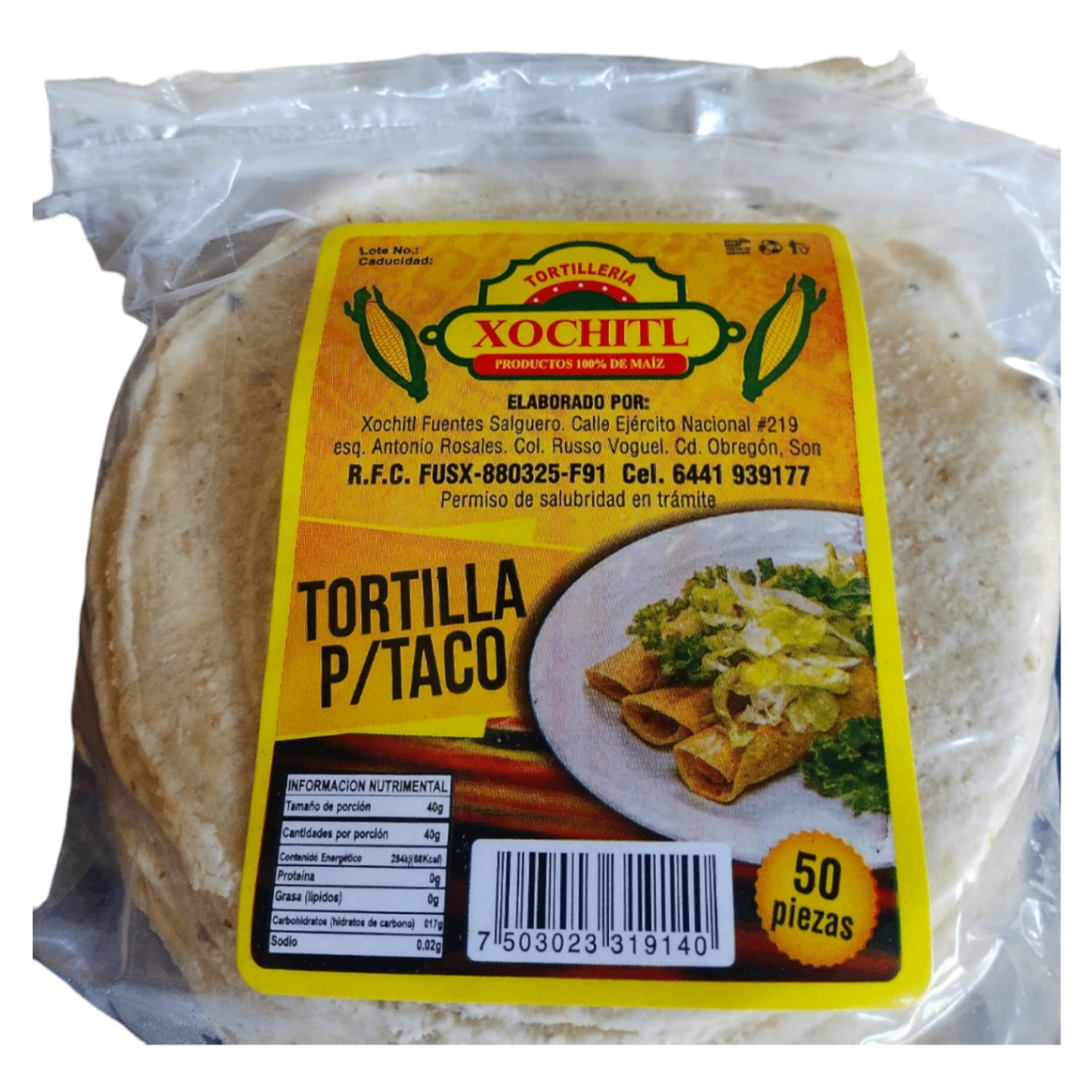 Tortilla para Taco 50 pzs Xochitl