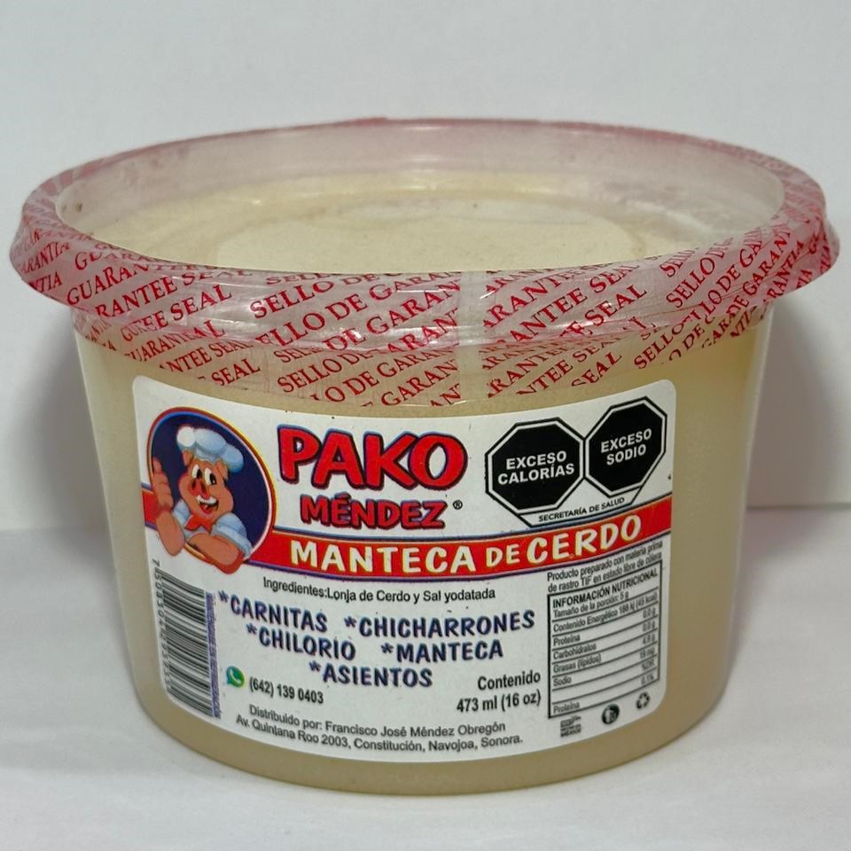 Manteca de Cerdo Pako Mendez 473 ml