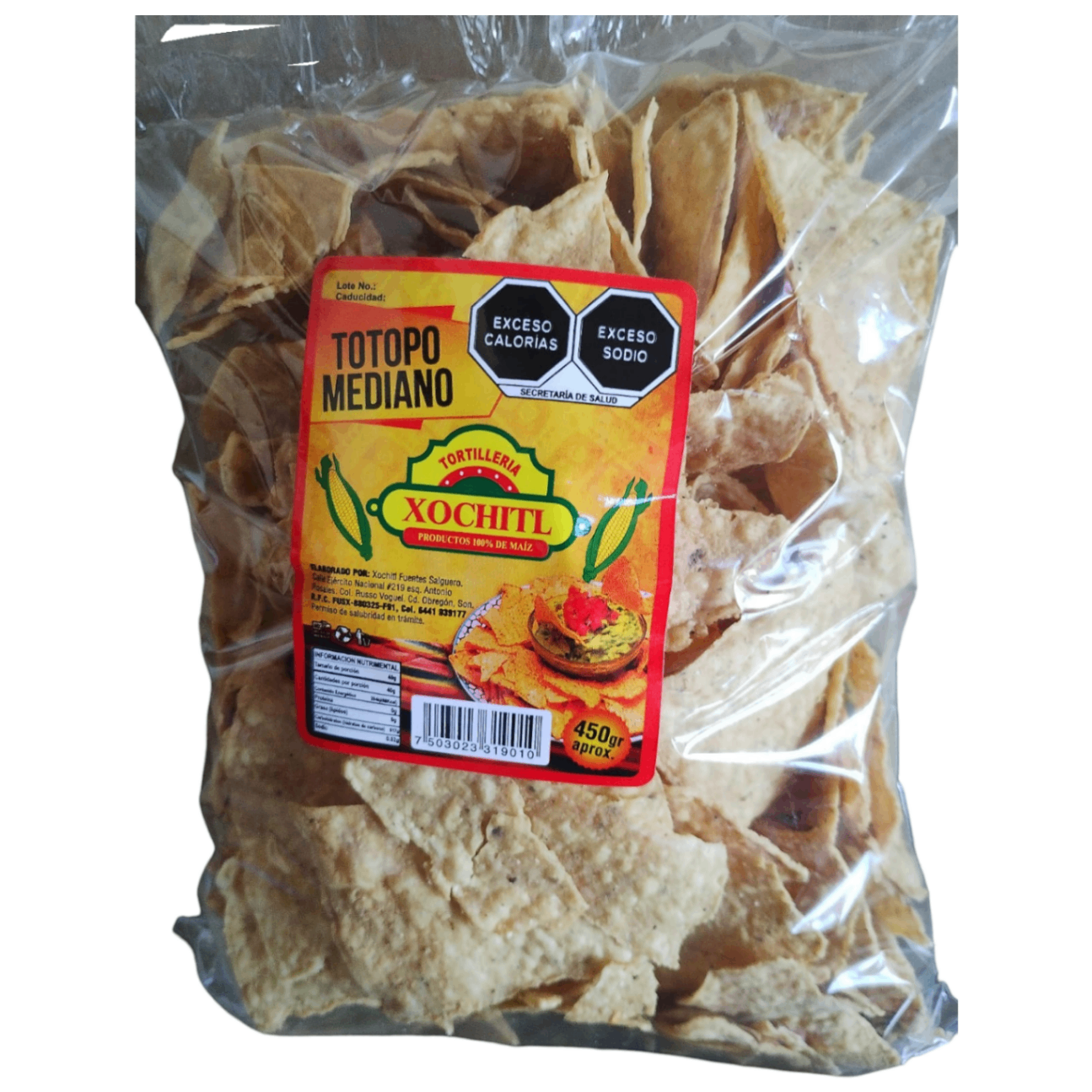 Totopos Medianos 450g. aprox Xochitl