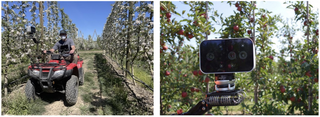 ATV in an orchard with a camera