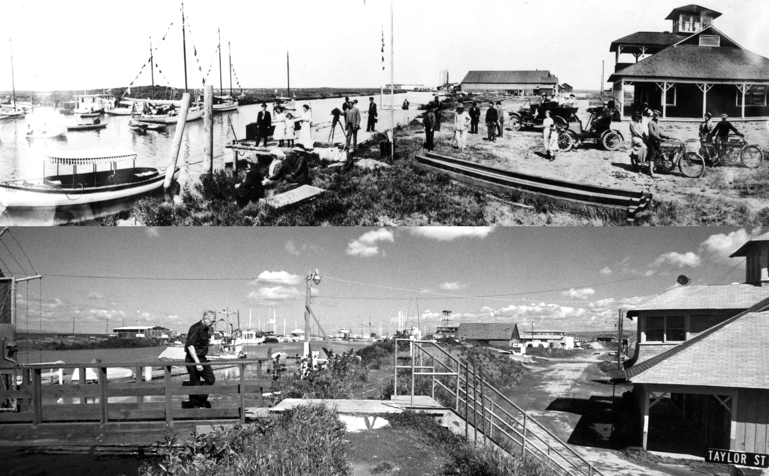 Land near the Alviso Marina sank over 6 feet due to overpumping of local groundwater between the early 20th century, top, and 1970.