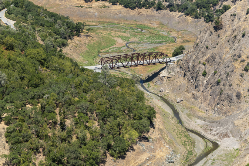 A dry section of Anderson Reservoir