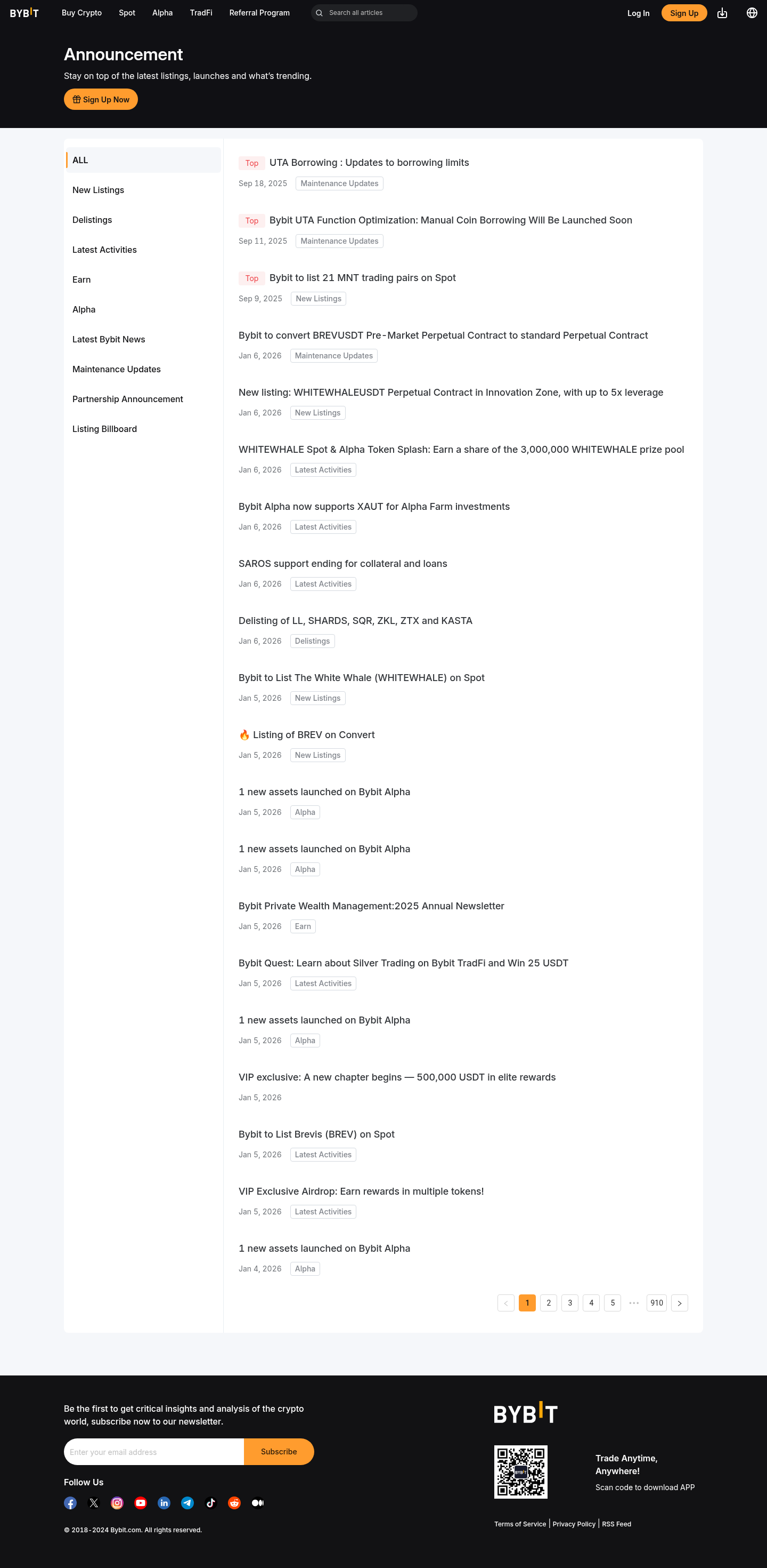 Bybit New Crypto Listing: Get alerts for the latest updates - Visualping