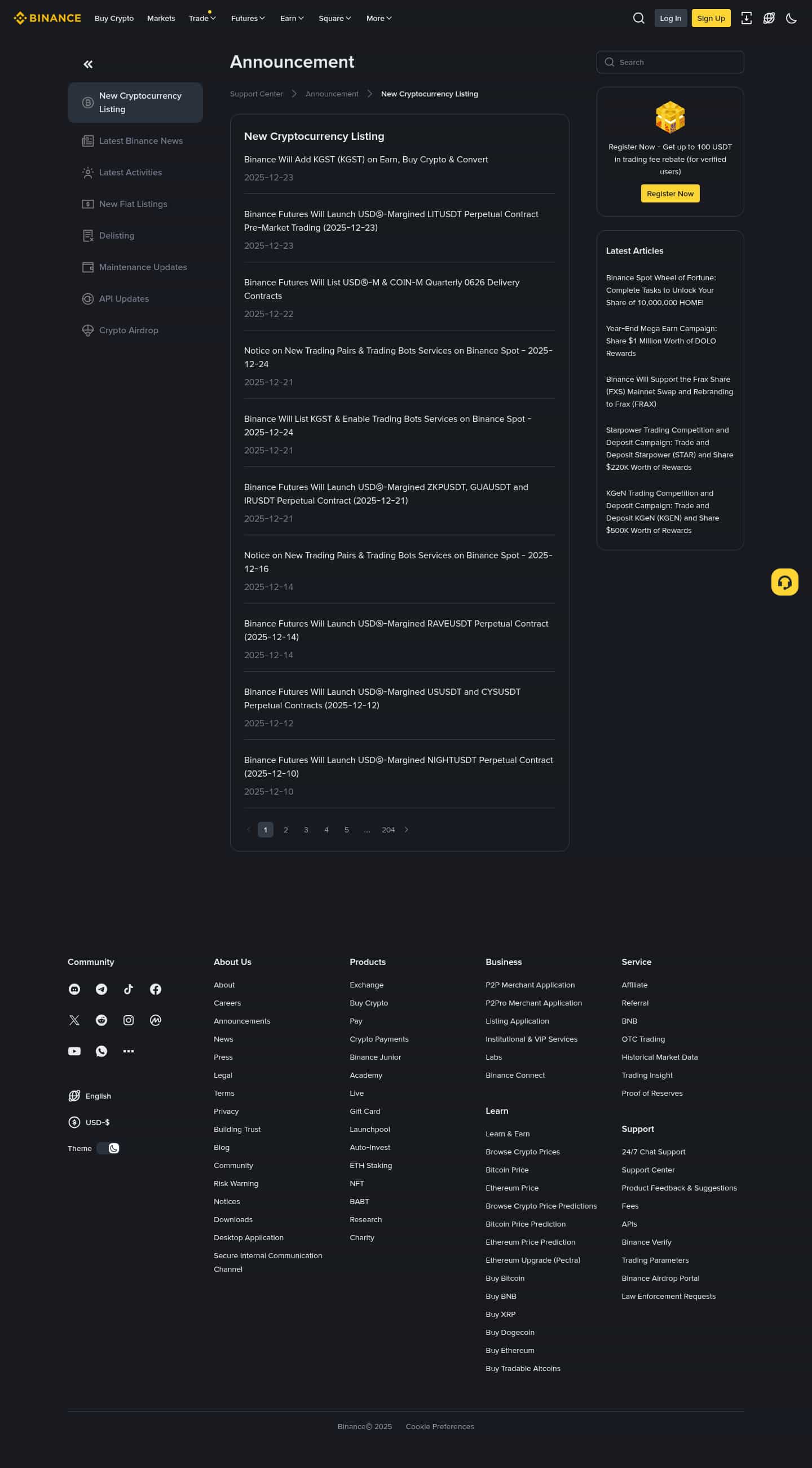 Binance New Crypto Listing: Get alerts for the latest updates - Visualping