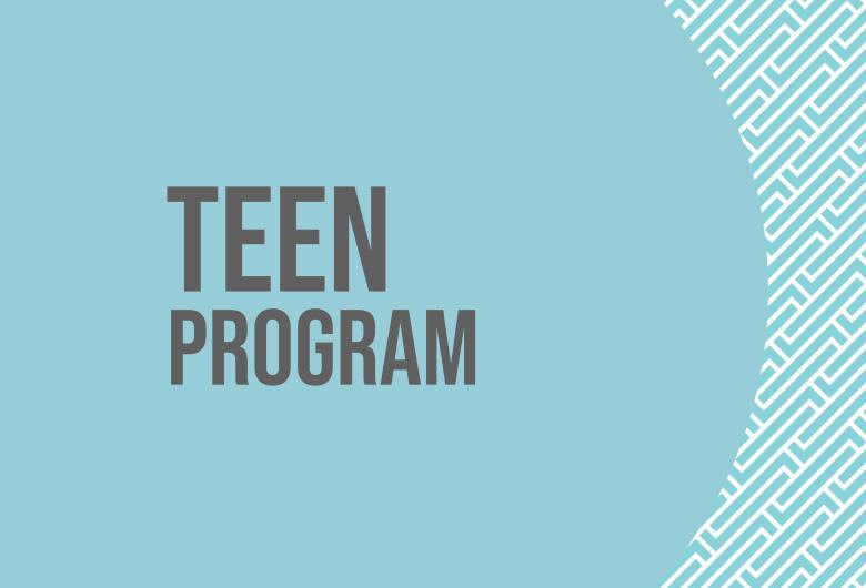 Teen Program Text on blue background