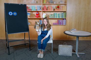 Librarian reading a story