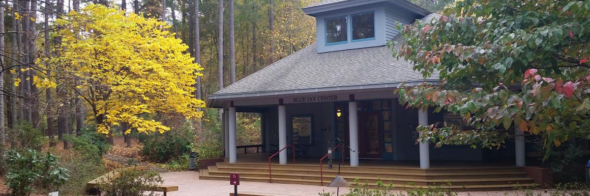 Front walk to Education Center with Fall color