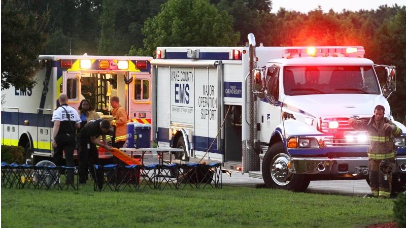 EMS Major Operations unit setting up a responder rehabilitation station