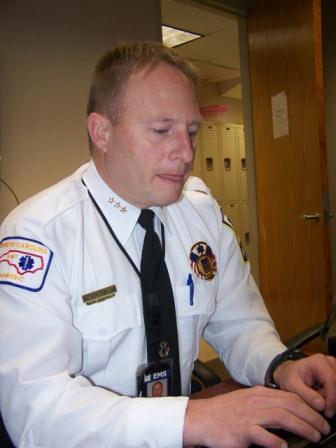 Michael Bachman working at his desk