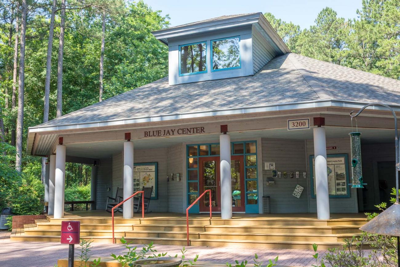 a picture of the front entrance to the Blue Jay Center for Environmental Education