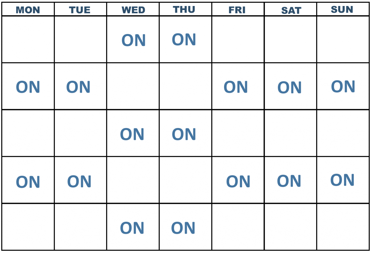 EMS calendar depicting on duty shifts
