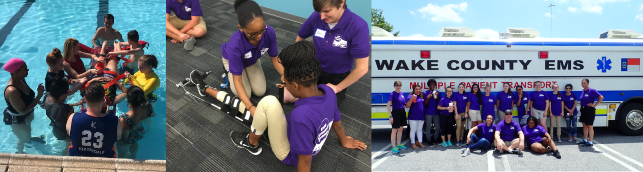 EMS Youth doing hands-on EMS skills at summer camp