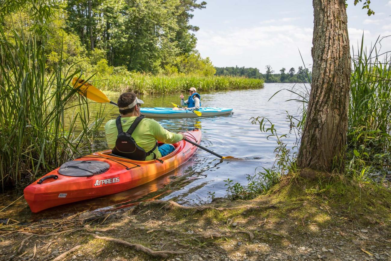 A photo of kayaks in the water at the Car Top Boat Launch