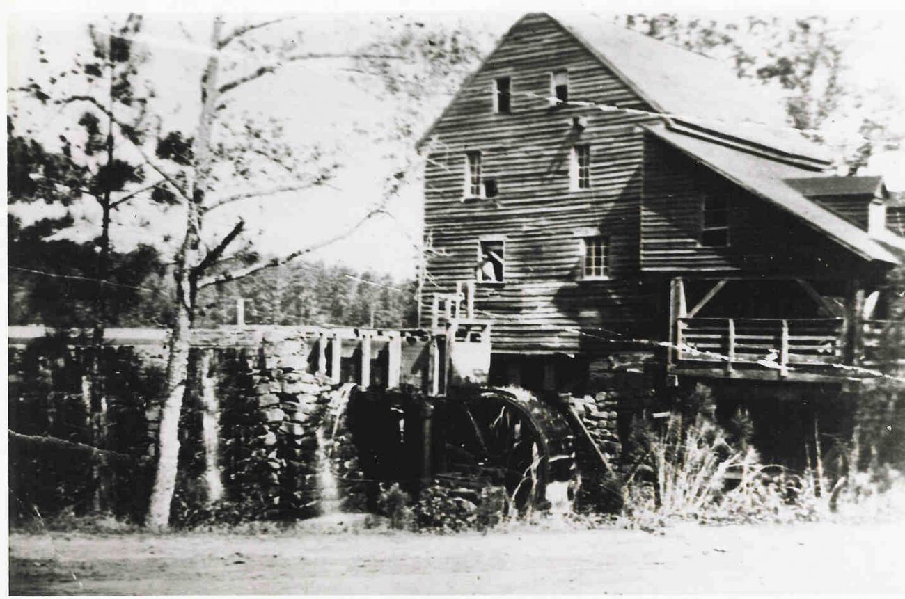 old black and white photo of historic mill