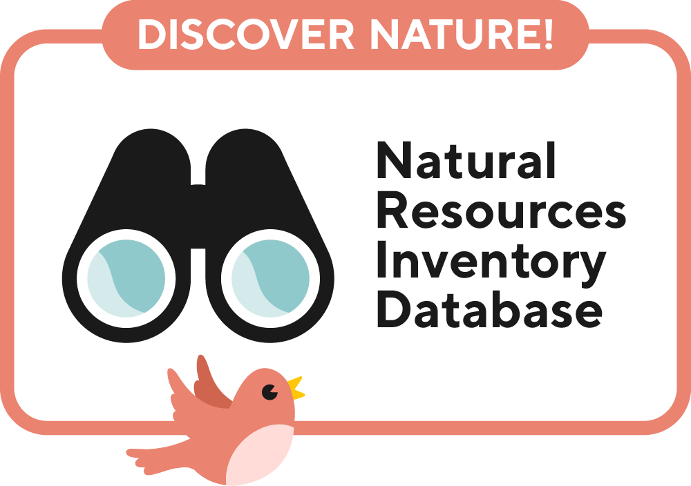 The Natural Resources Inventory Database graphic featuring binoculars and a red bird