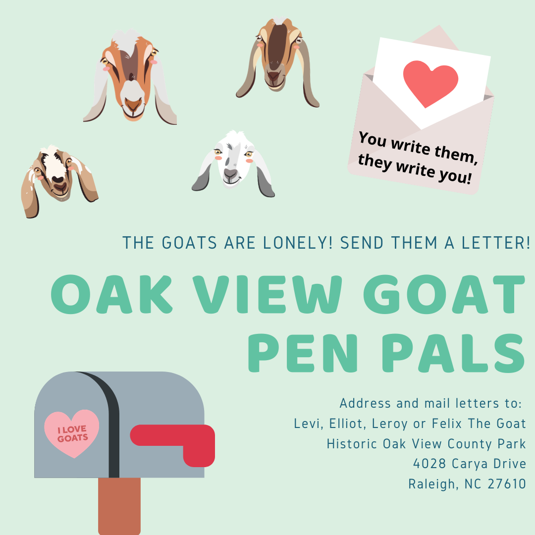graphic promoting the Oak View Goat Pen Pals program