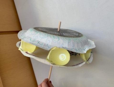 paper plate craft designed to look like waterwheel with egg cartons