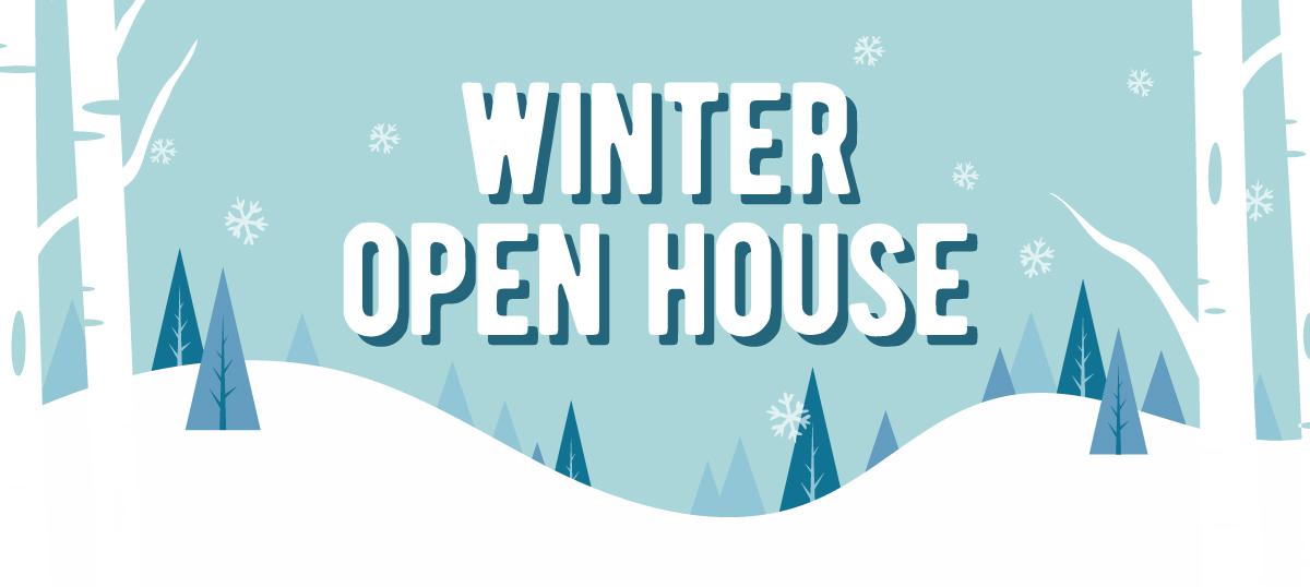 Banner advertising Blue Jay's Winter Open House the first Saturday in February on even numbered years