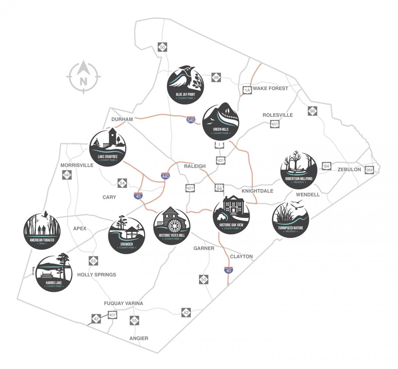 map of wake county park locations