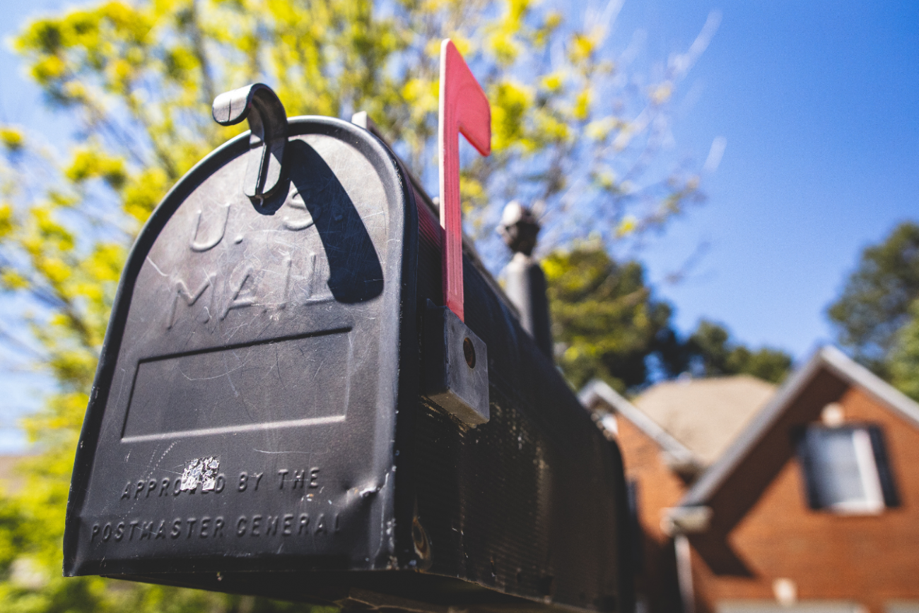 Mail box with flag raised