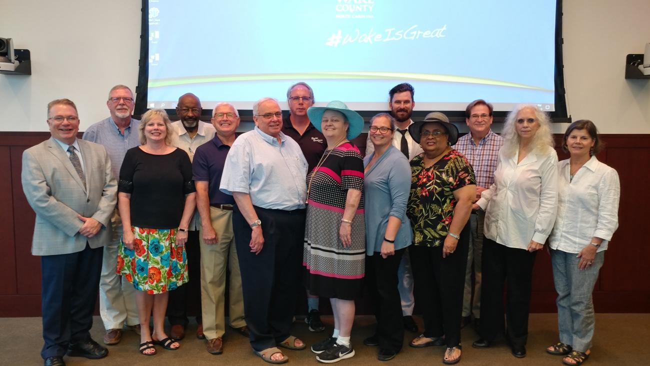 Historic Preservation Commissioners pose for a picture in 2019