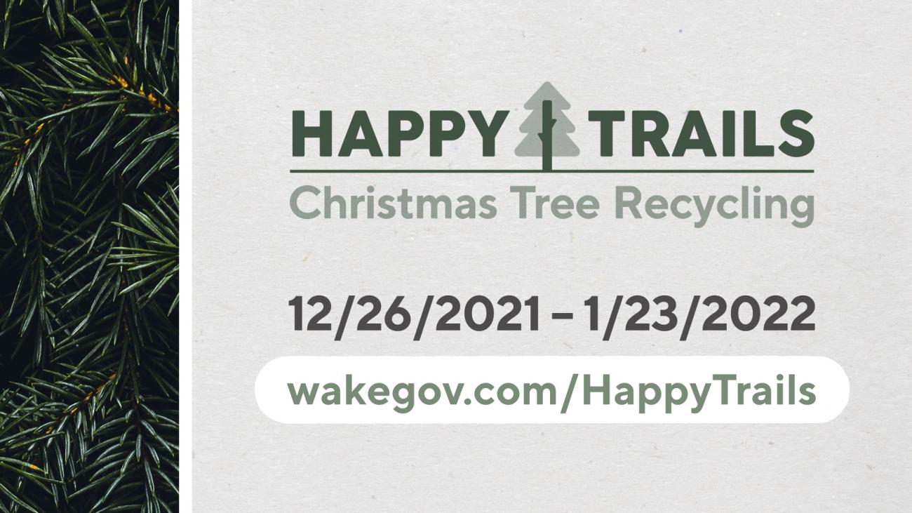 Flyer promoting Happy Trails Christmas Tree recycling program