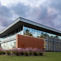 A picture of the Fuquay-Varina Community Library from Bramblehill Drive