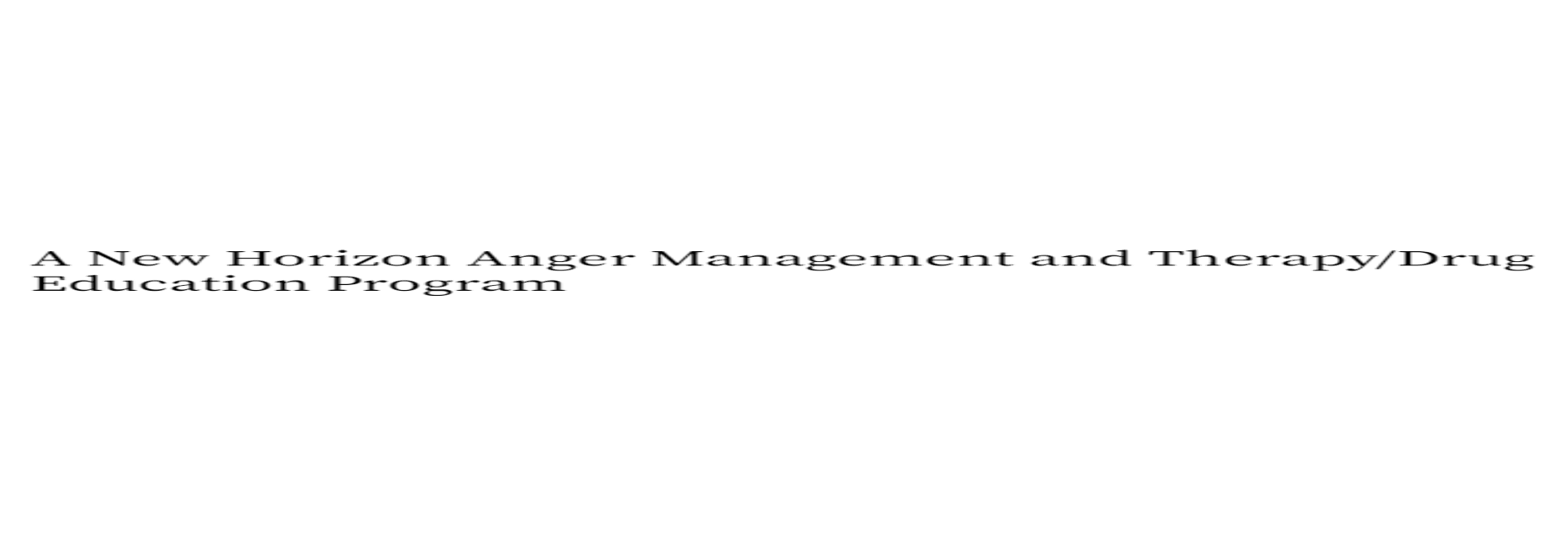 A New Horizon Anger Management and Therapy/Drug Education Program