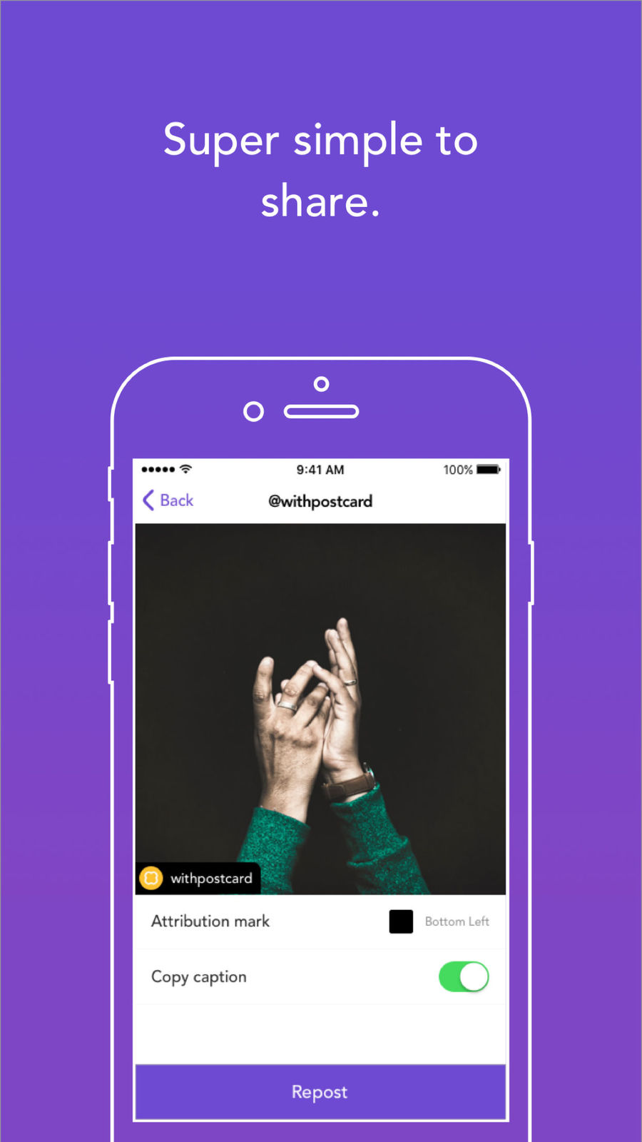 Example of Design for Photo & Video App , App Store Screenshot by Repost