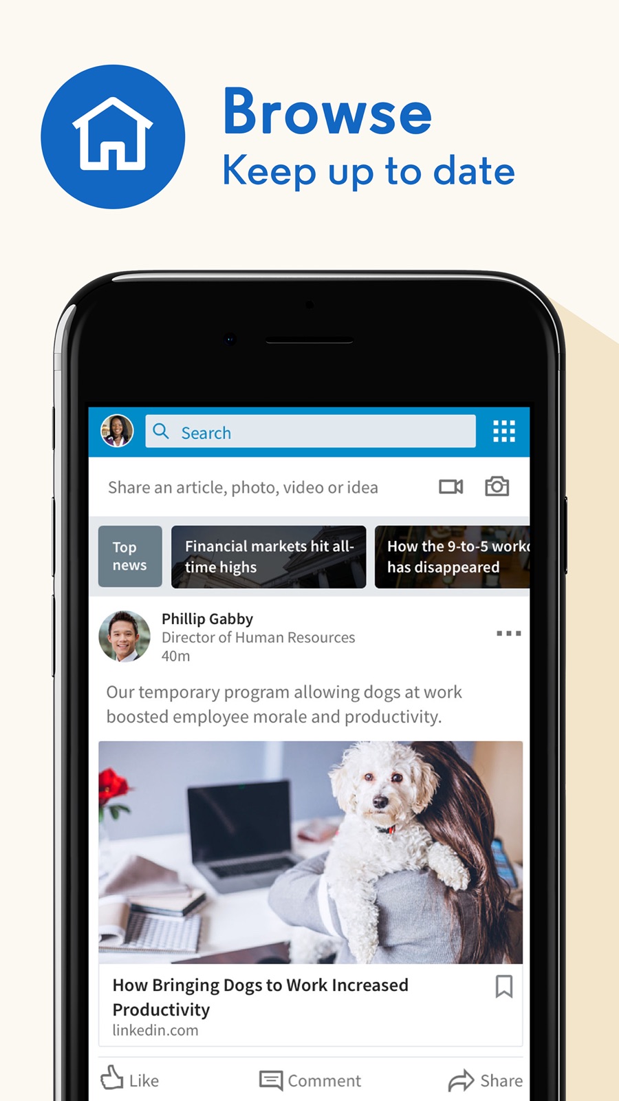 Example of Design for Social Networking App , App Store Screenshot by LinkedIn