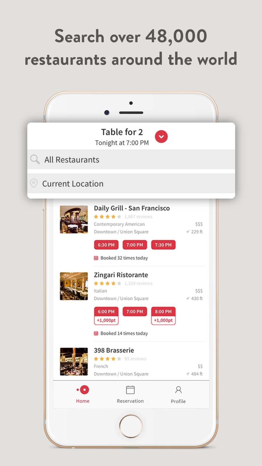 Example of Design for Food & Drink App , App Store Screenshot by OpenTable