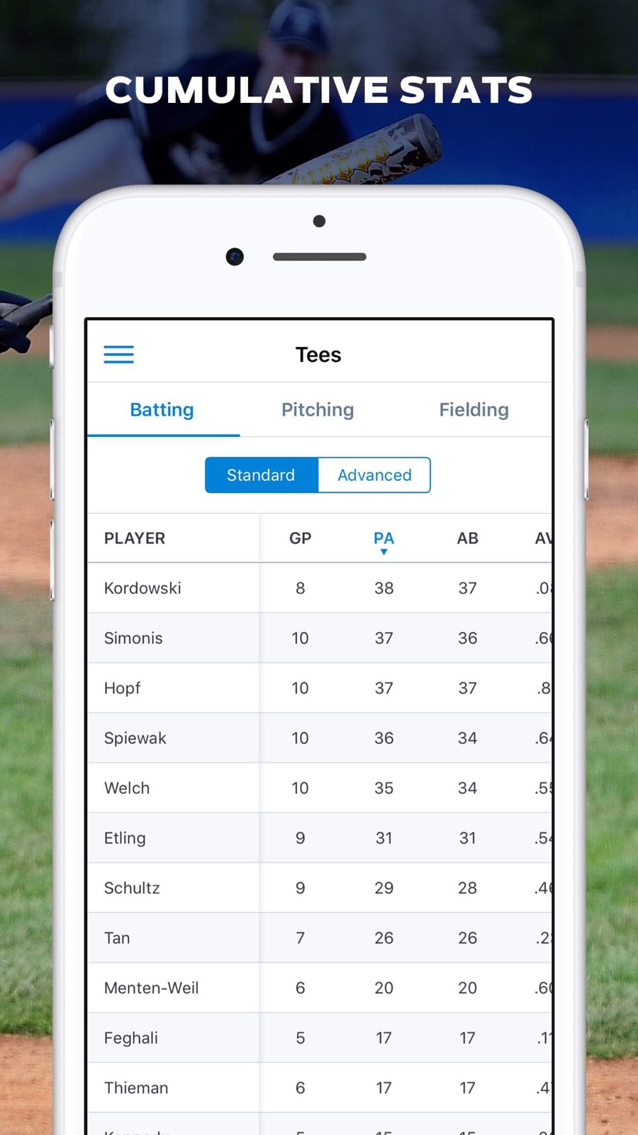 Example of Design for Sports App , App Store Screenshot by GameChanger Baseball Softball