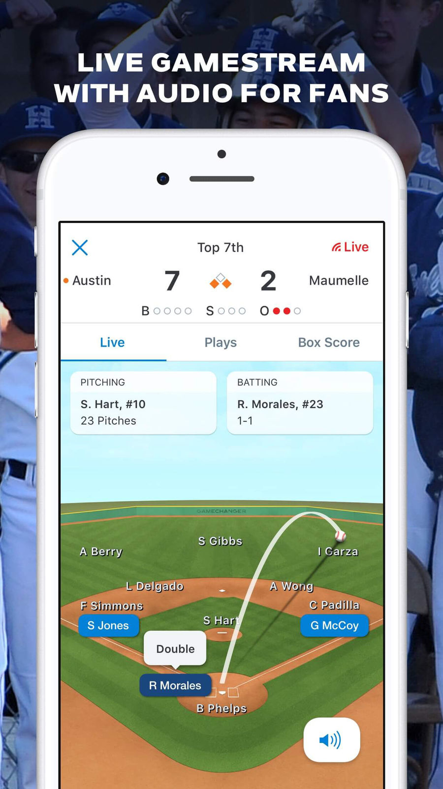 Example of Design for Sports App , App Store Screenshot by GameChanger Baseball Softball