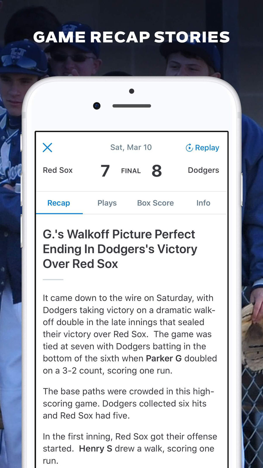 Example of Design for Sports App , App Store Screenshot by GameChanger Baseball Softball