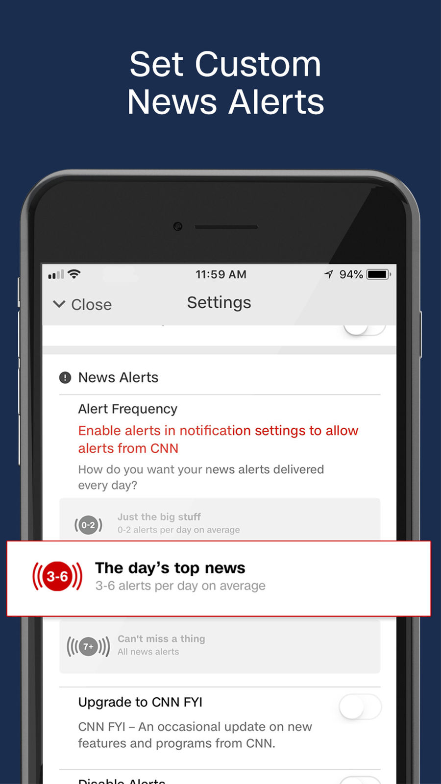 Example of Design for News App , App Store Screenshot by CNN