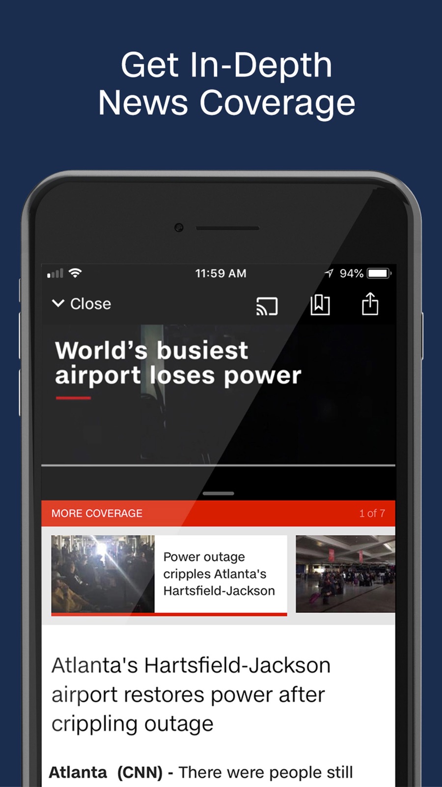 Example of Design for News App , App Store Screenshot by CNN