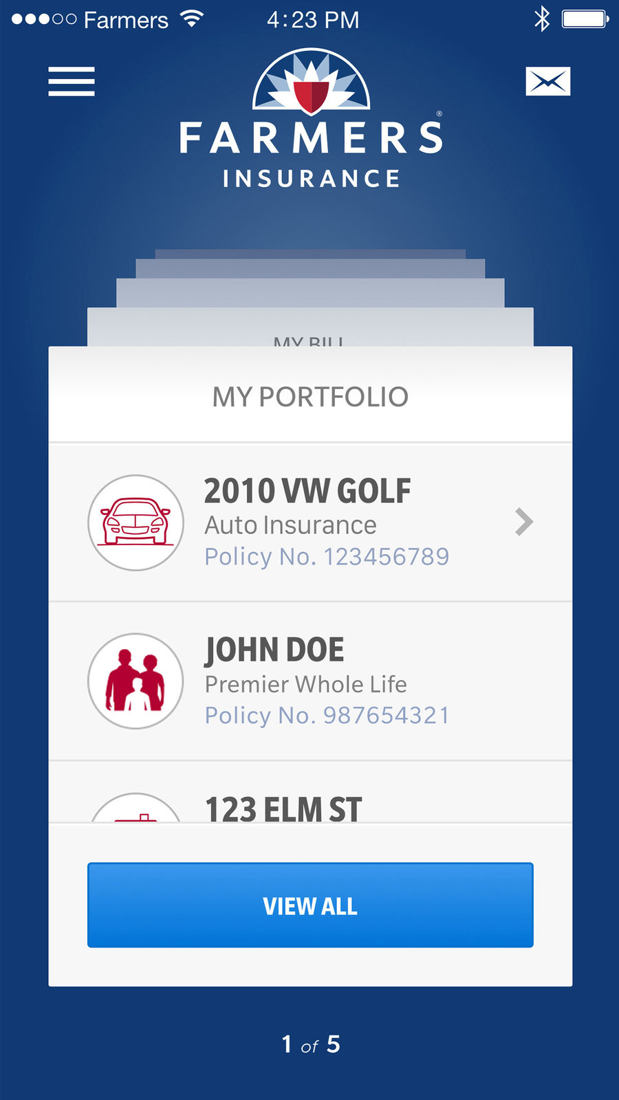 Example of Design for Finance App , App Store Screenshot by Farmers Insurance Inc.