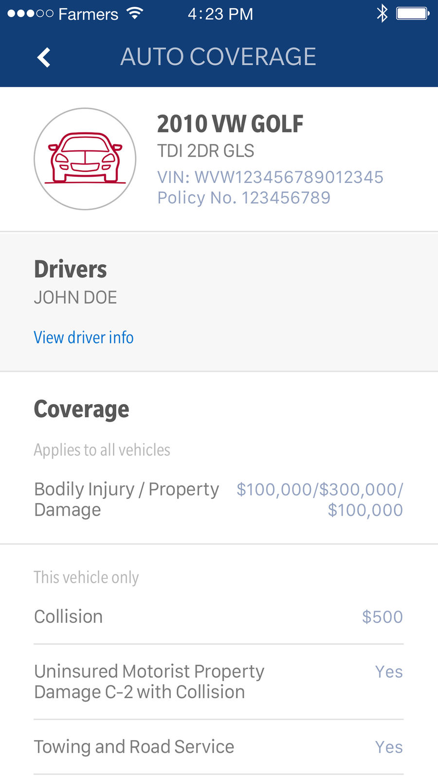 Example of Design for Finance App , App Store Screenshot by Farmers Insurance Inc.