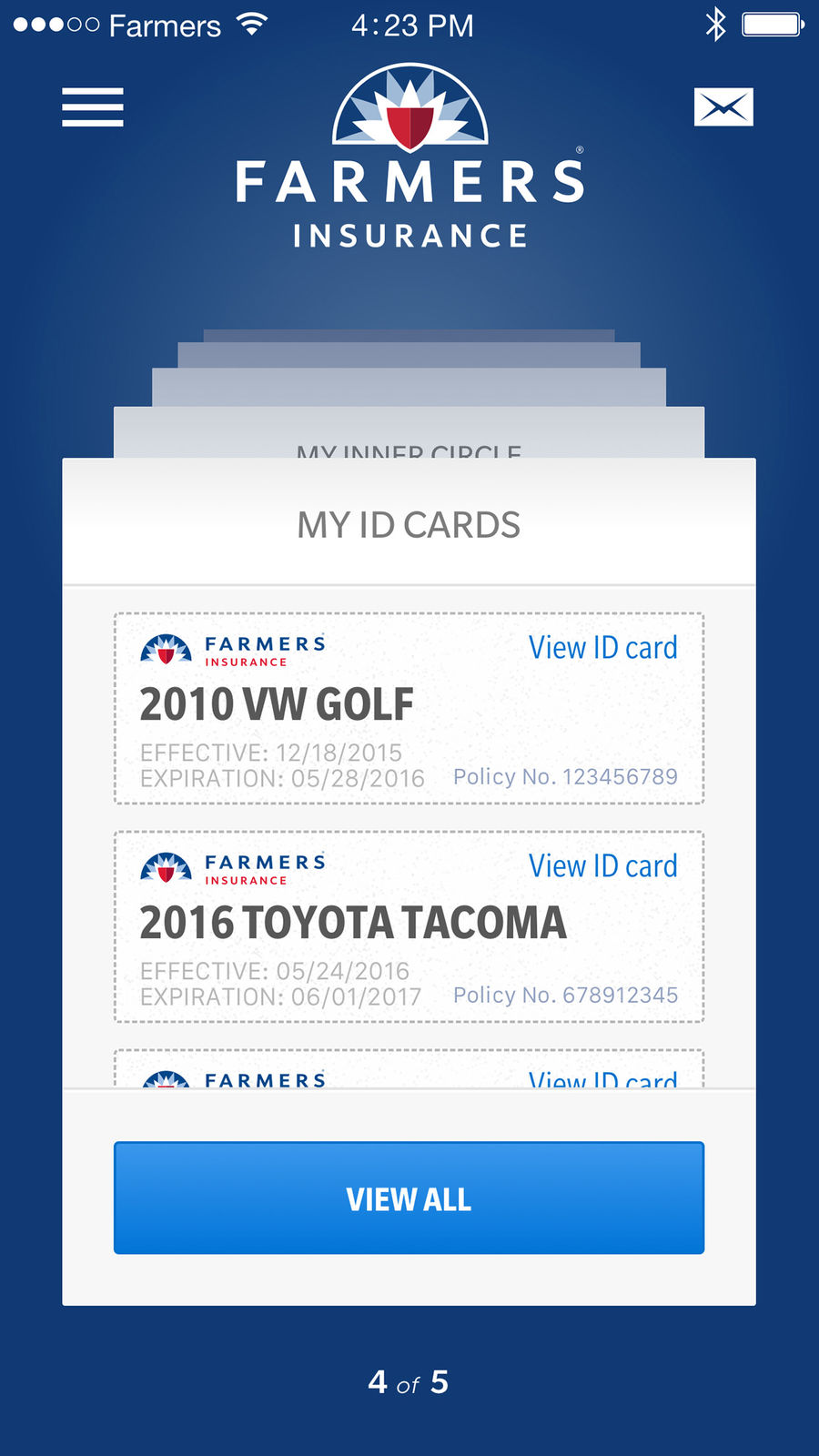 Example of Design for Finance App , App Store Screenshot by Farmers Insurance Inc.