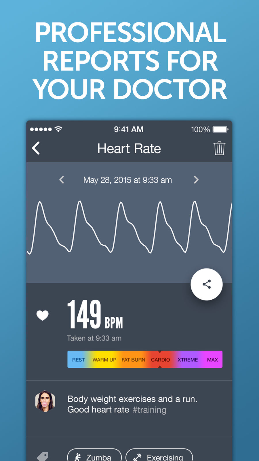 Example of Design for Health & Fitness App , App Store Screenshot by Instant Heart Rate
