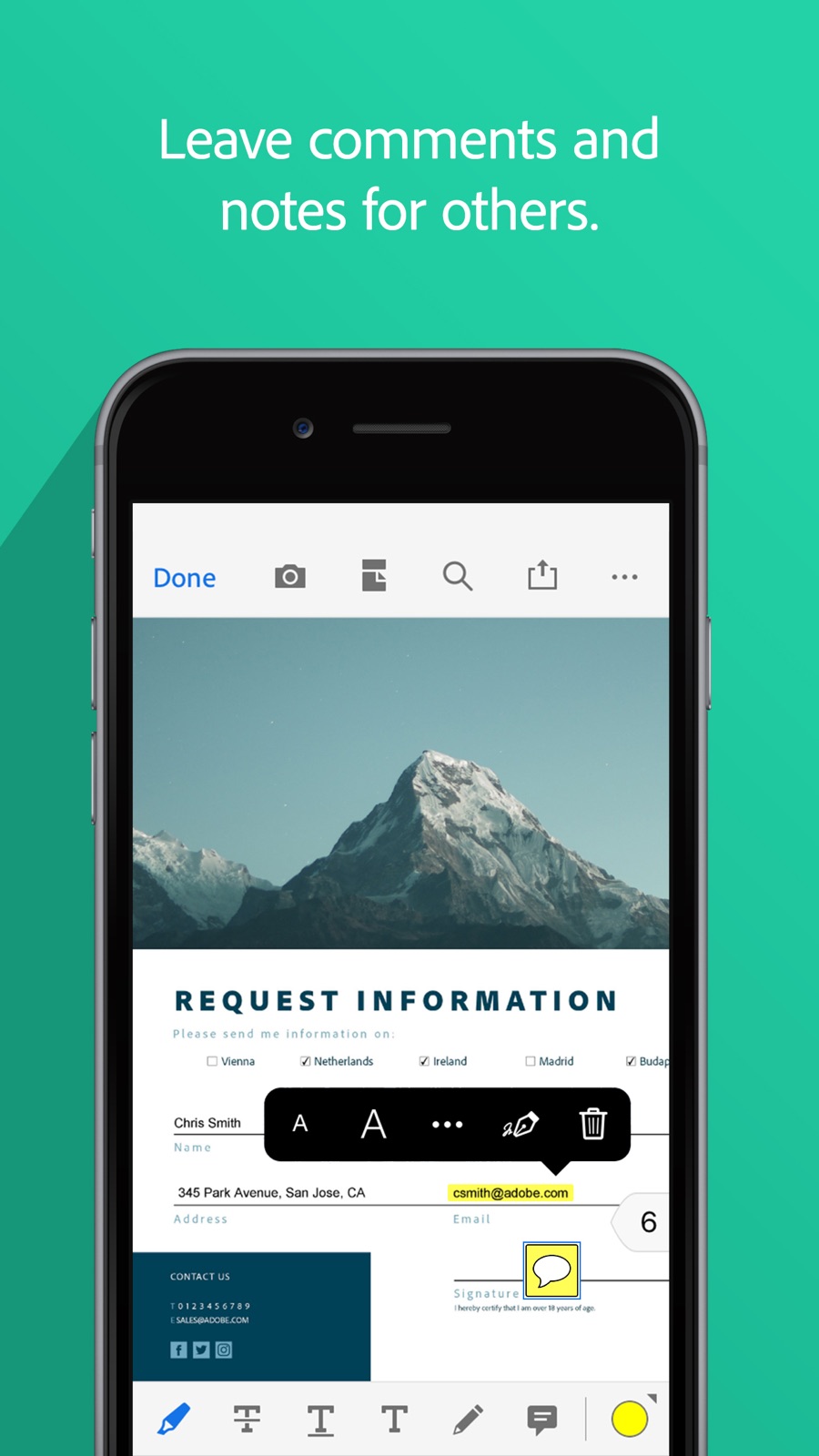 Example of Design for Business App , App Store Screenshot by Adobe Acrobat Reader