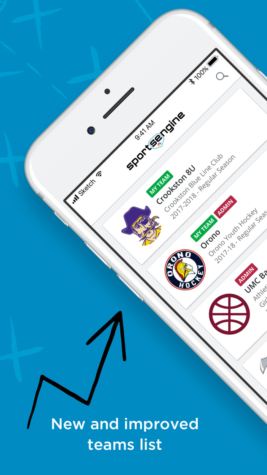 Example of Design for Sports App , App Store Screenshot by SportsEngine Team Management