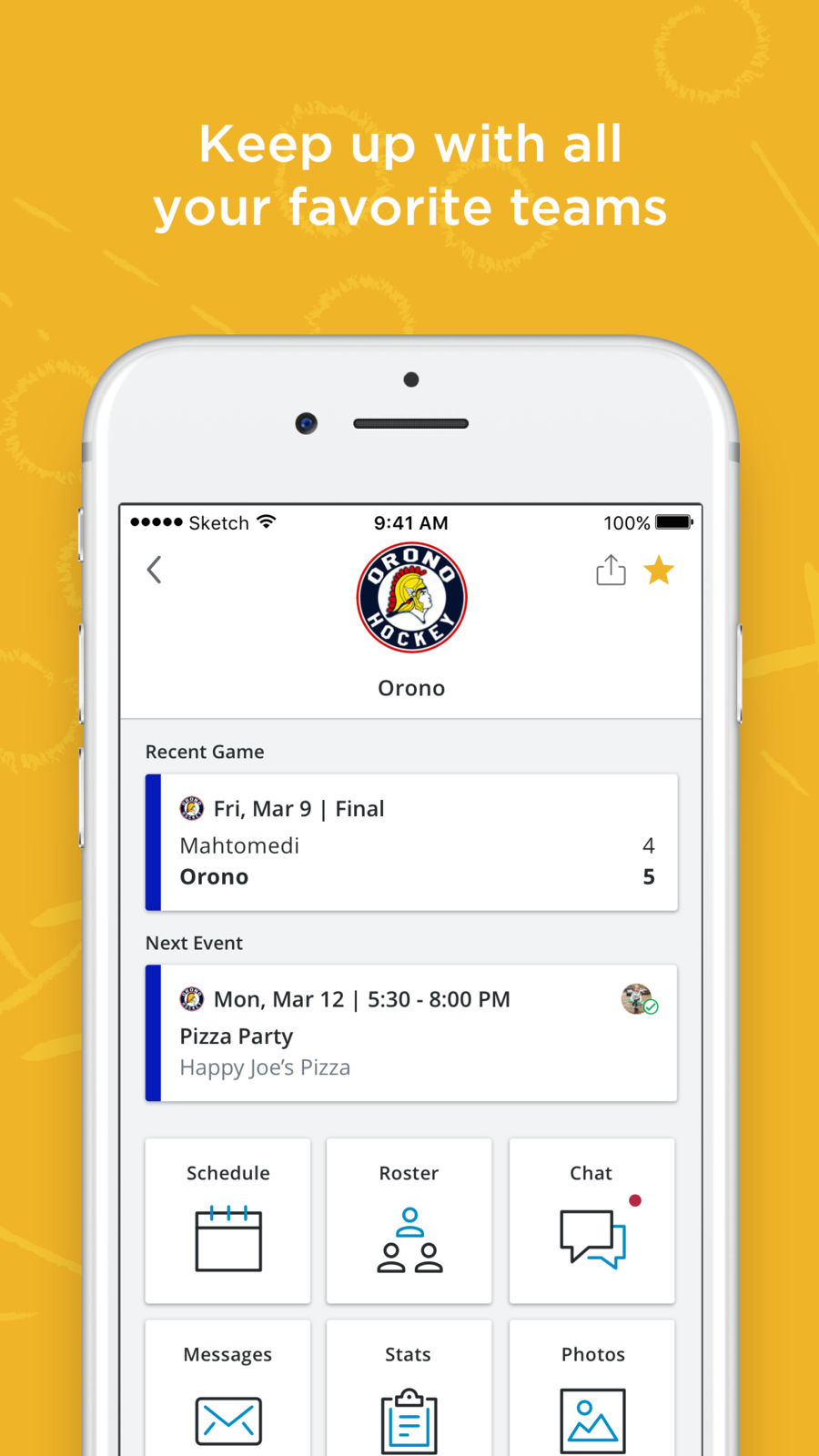 Example of Design for Sports App , App Store Screenshot by SportsEngine Team Management