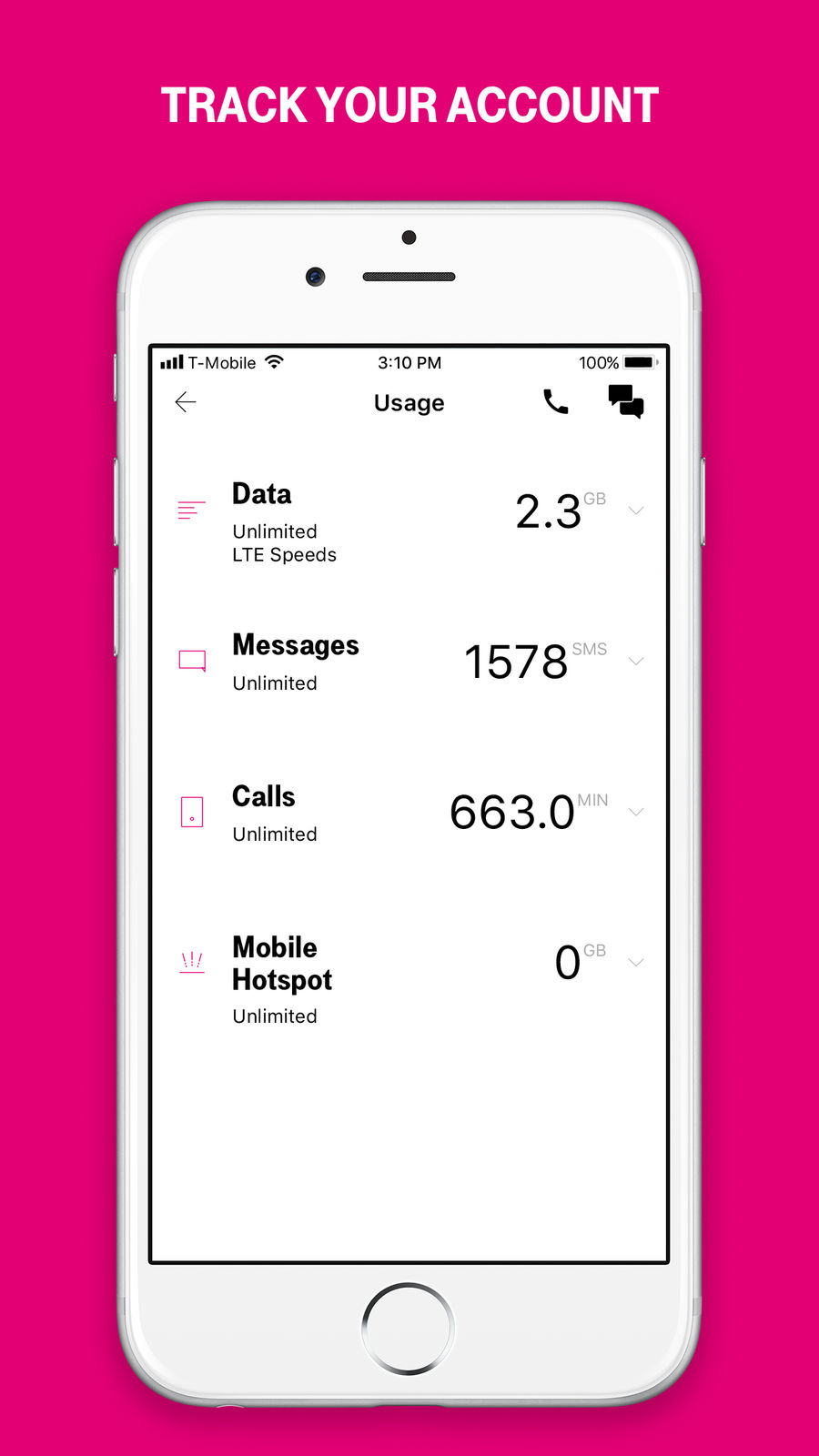 Example of Design for Utilities App , App Store Screenshot by T-Mobile