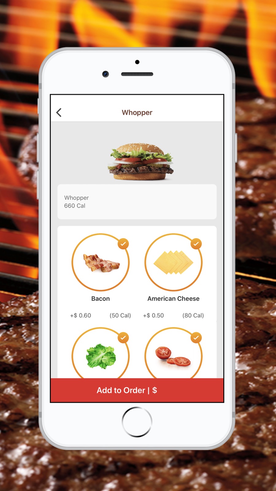 Example of Design for Food & Drink App , App Store Screenshot by BURGER KING® App