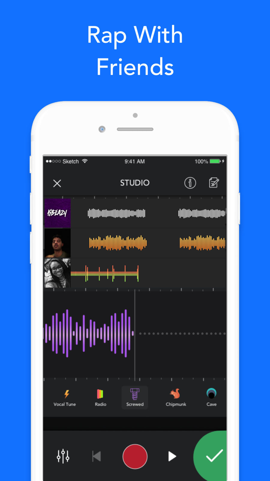 Example of Design for Music & Audio App , App Store Screenshot by Rapchat